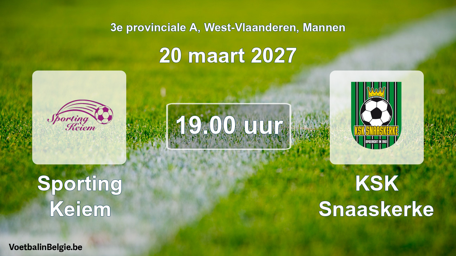 Geplande wedstrijd mannenvoetbal: Sporting Keiem - KSK Snaaskerke (20 maart 2027)