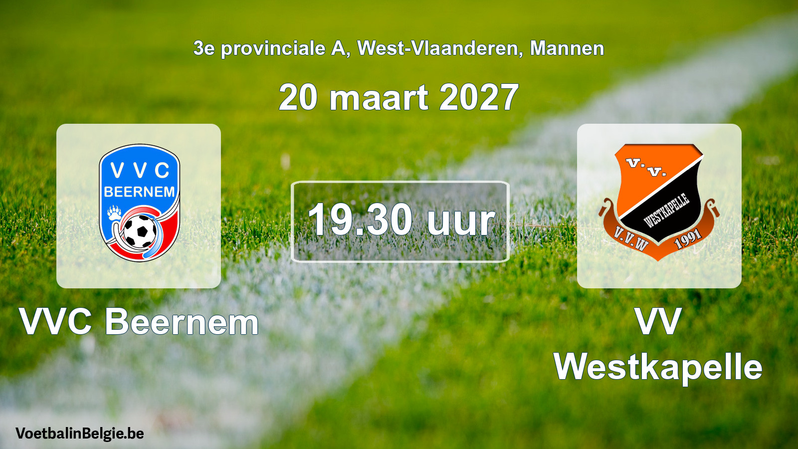 Match prévu football hommes: VVC Beernem - VV Westkapelle (20 mars 2027)
