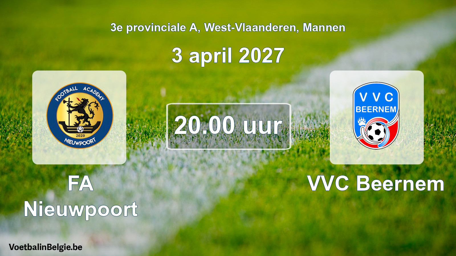 Geplande wedstrijd mannenvoetbal: FA Nieuwpoort - VVC Beernem (3 april 2027)