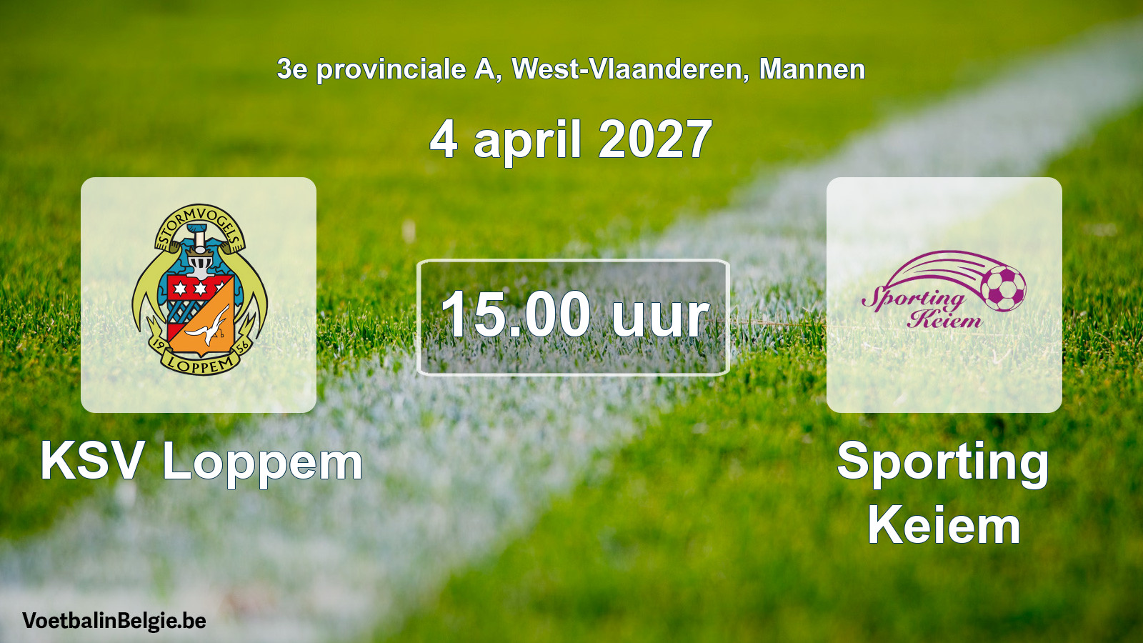 Geplande wedstrijd mannenvoetbal: KSV Loppem - Sporting Keiem (4 april 2027)