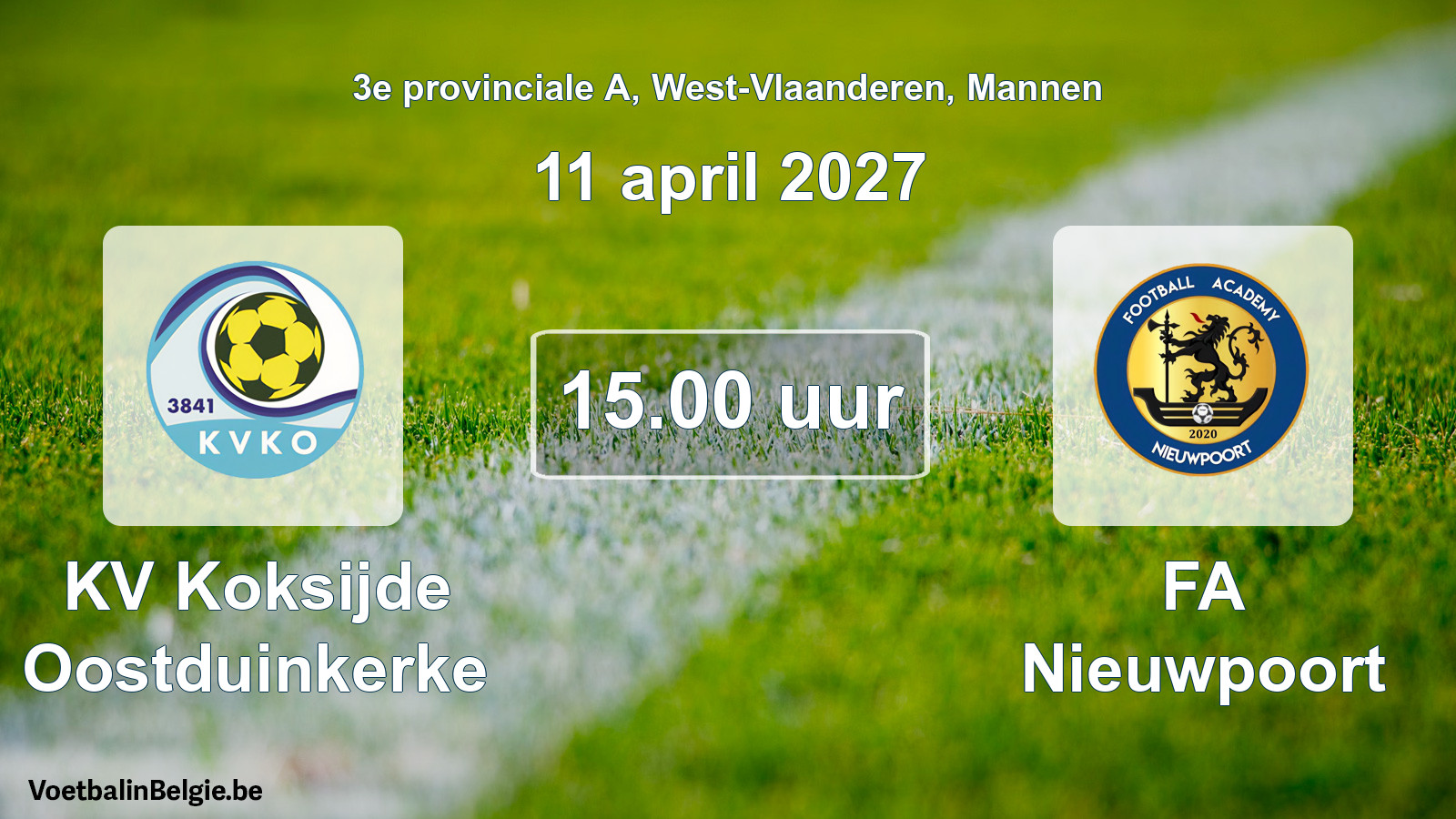 Geplande wedstrijd mannenvoetbal: KV Koksijde Oostduinkerke - FA Nieuwpoort (11 april 2027)