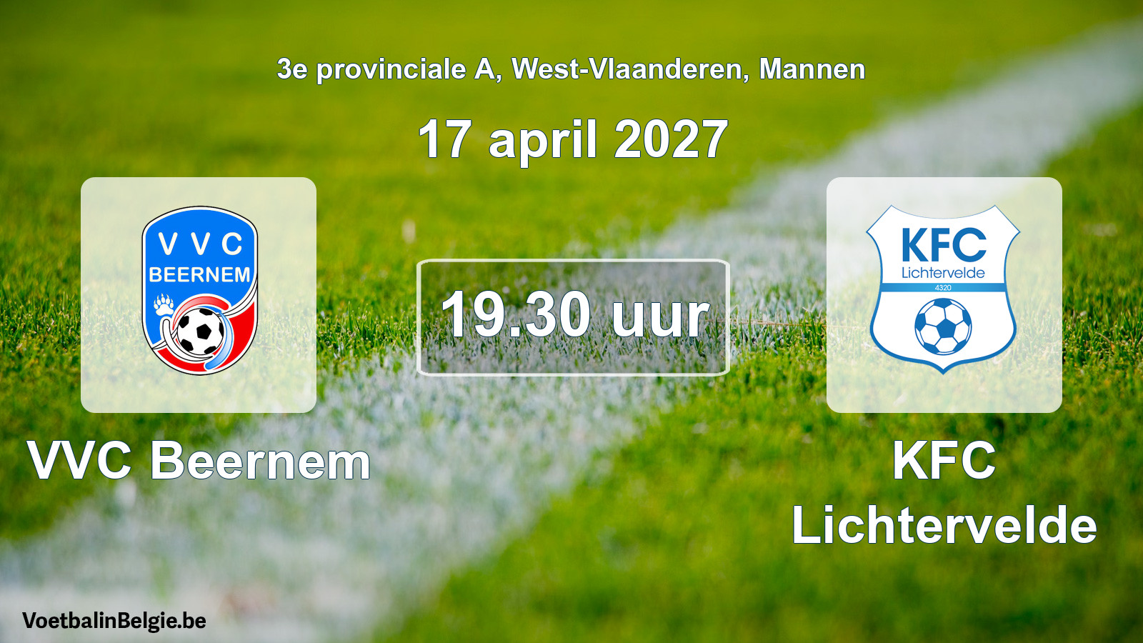 Geplande wedstrijd mannenvoetbal: VVC Beernem - KFC Lichtervelde (17 april 2027)