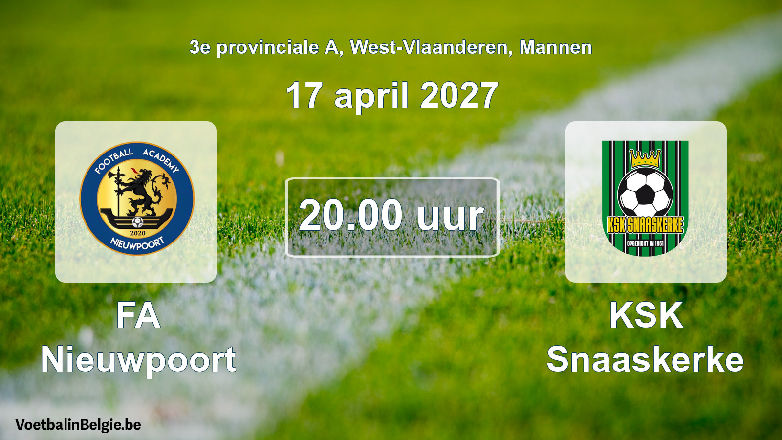 Geplande wedstrijd mannenvoetbal: FA Nieuwpoort - KSK Snaaskerke (17 april 2027)