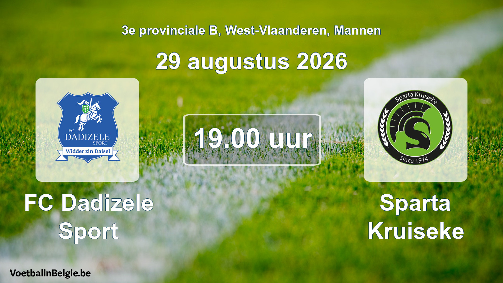 Geplande wedstrijd mannenvoetbal: FC Dadizele Sport - Sparta Kruiseke (29 augustus 2026)