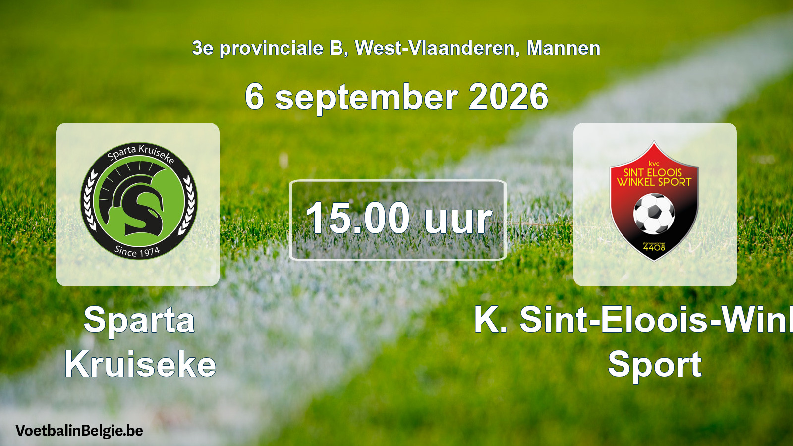 Geplande wedstrijd mannenvoetbal: Sparta Kruiseke - K. Sint-Eloois-Winkel Sport (6 september 2026)