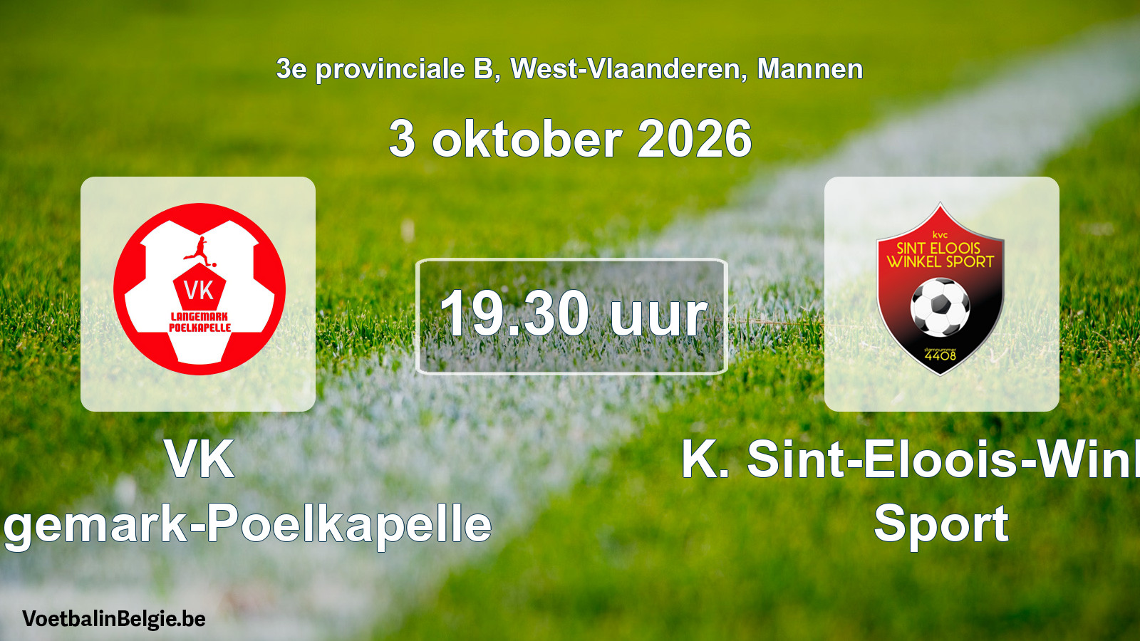 Geplande wedstrijd mannenvoetbal: VK Langemark-Poelkapelle - K. Sint-Eloois-Winkel Sport (3 oktober 2026)