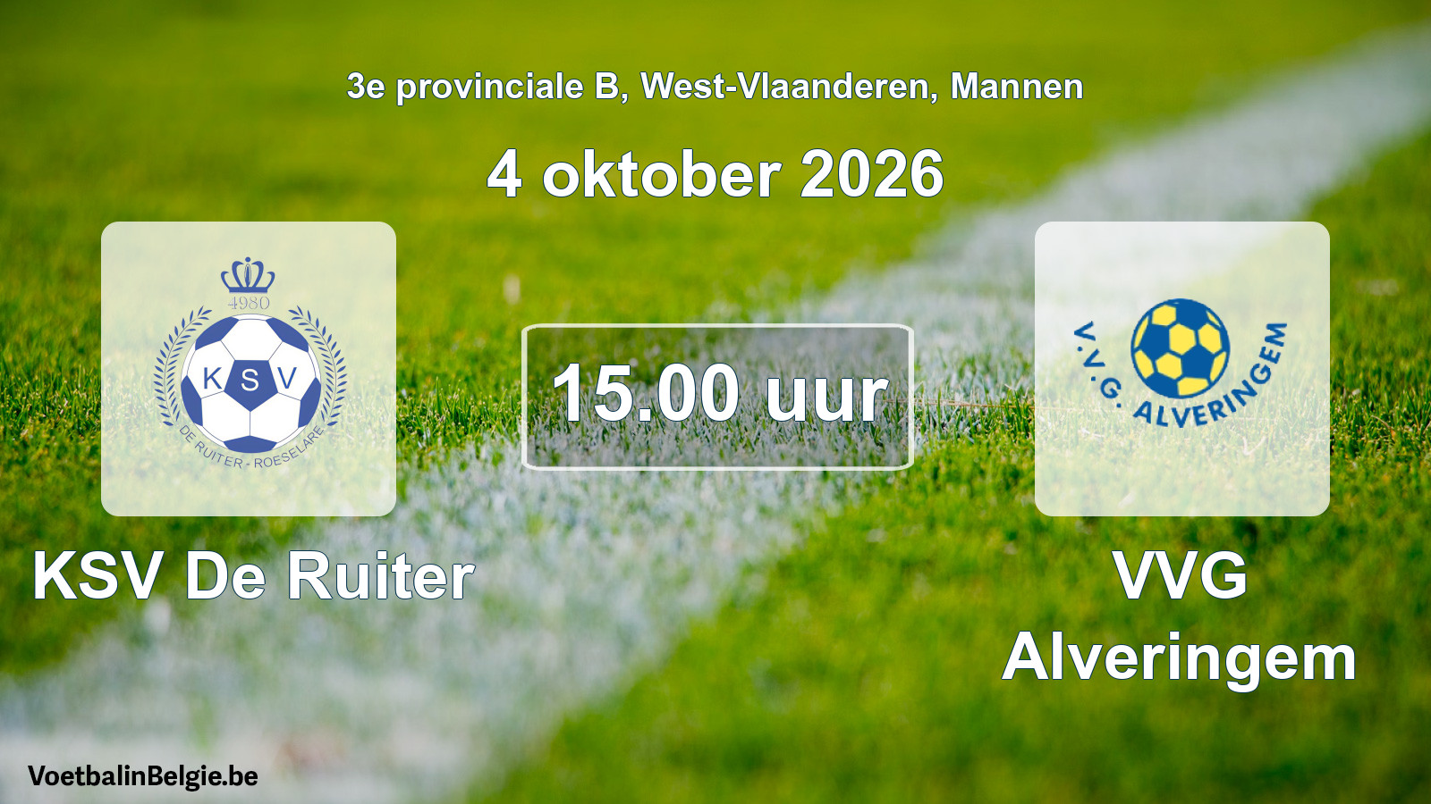 Geplande wedstrijd mannenvoetbal: KSV De Ruiter - VVG Alveringem (4 oktober 2026)