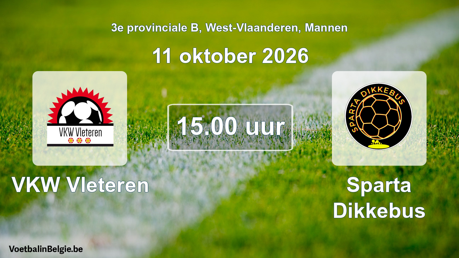 Geplande wedstrijd mannenvoetbal: VKW Vleteren - Sparta Dikkebus (11 oktober 2026)