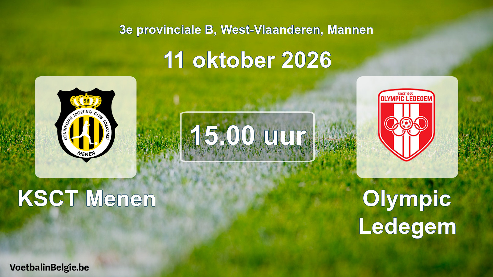 Geplande wedstrijd mannenvoetbal: KSCT Menen - Olympic Ledegem (11 oktober 2026)