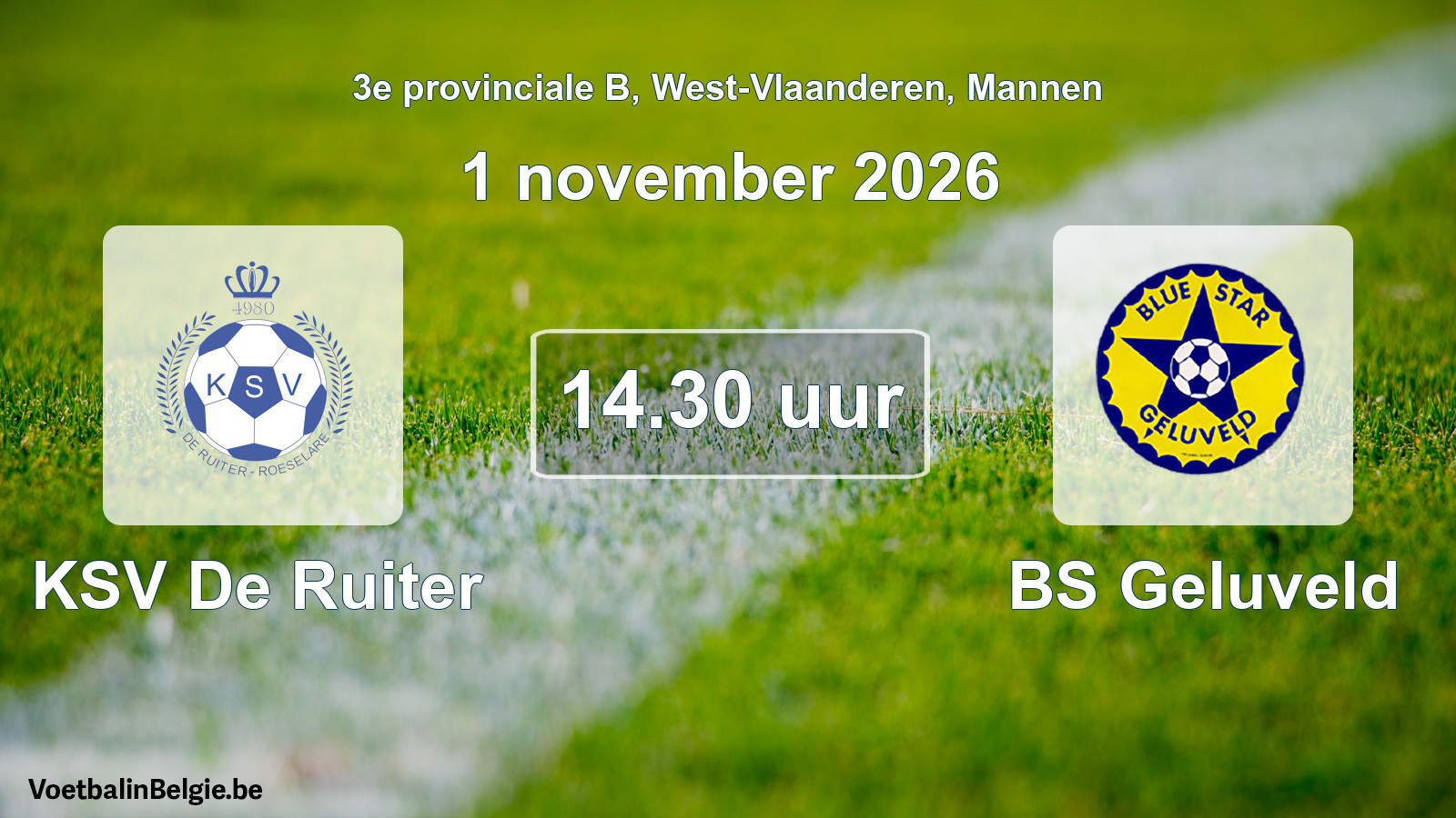 Geplande wedstrijd mannenvoetbal: KSV De Ruiter - BS Geluveld (1 november 2026)