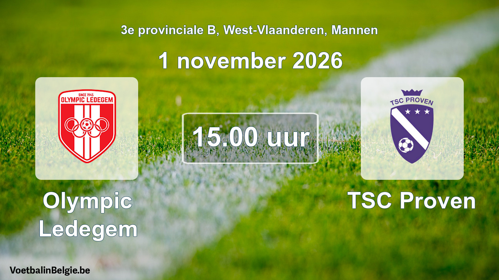 Geplande wedstrijd mannenvoetbal: Olympic Ledegem - TSC Proven (1 november 2026)