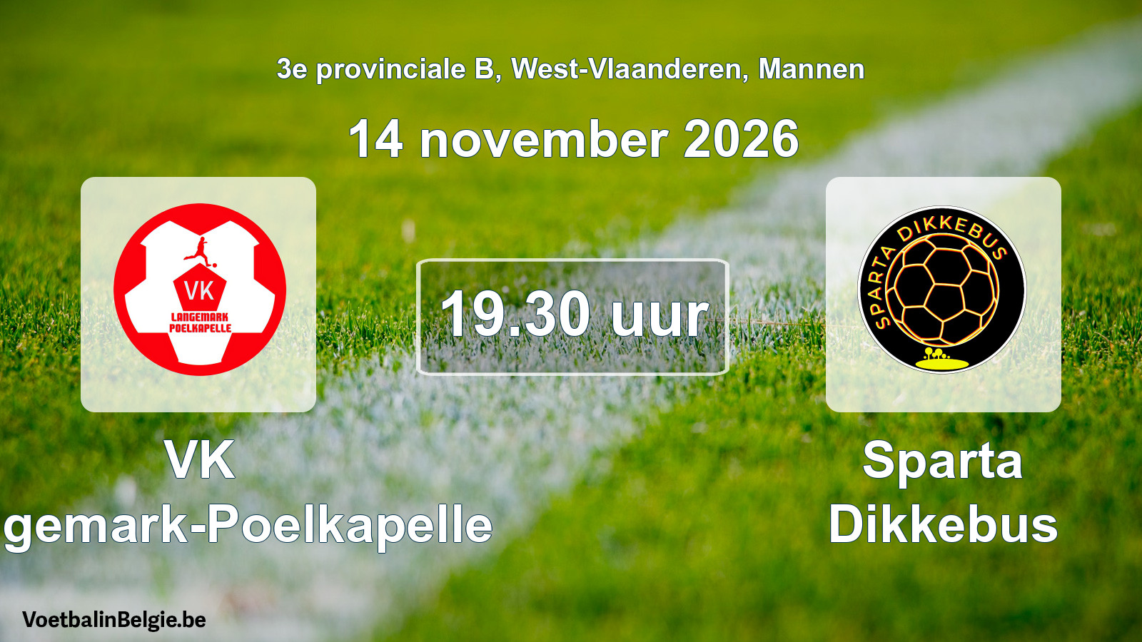 Geplande wedstrijd mannenvoetbal: VK Langemark-Poelkapelle - Sparta Dikkebus (14 november 2026)