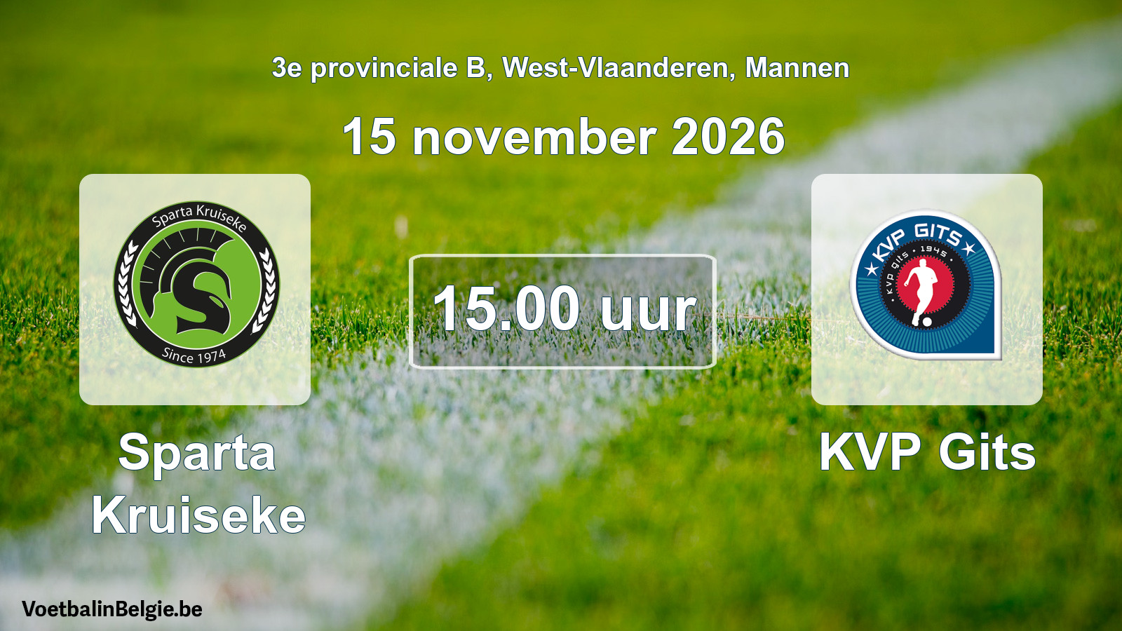 Geplande wedstrijd mannenvoetbal: Sparta Kruiseke - KVP Gits (15 november 2026)