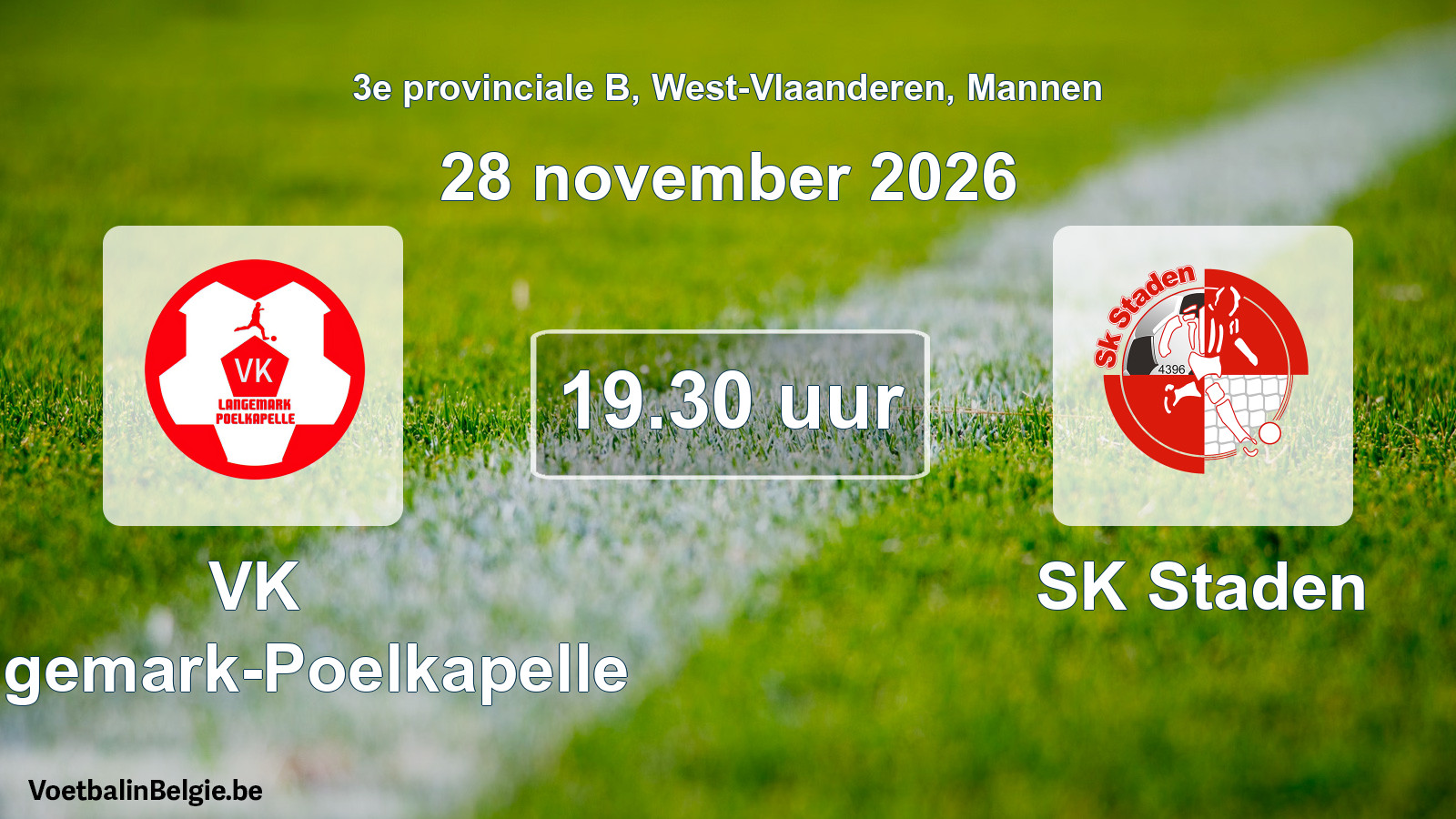 Geplande wedstrijd mannenvoetbal: VK Langemark-Poelkapelle - SK Staden (28 november 2026)