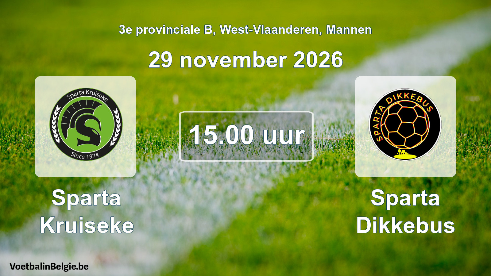 Geplande wedstrijd mannenvoetbal: Sparta Kruiseke - Sparta Dikkebus (29 november 2026)