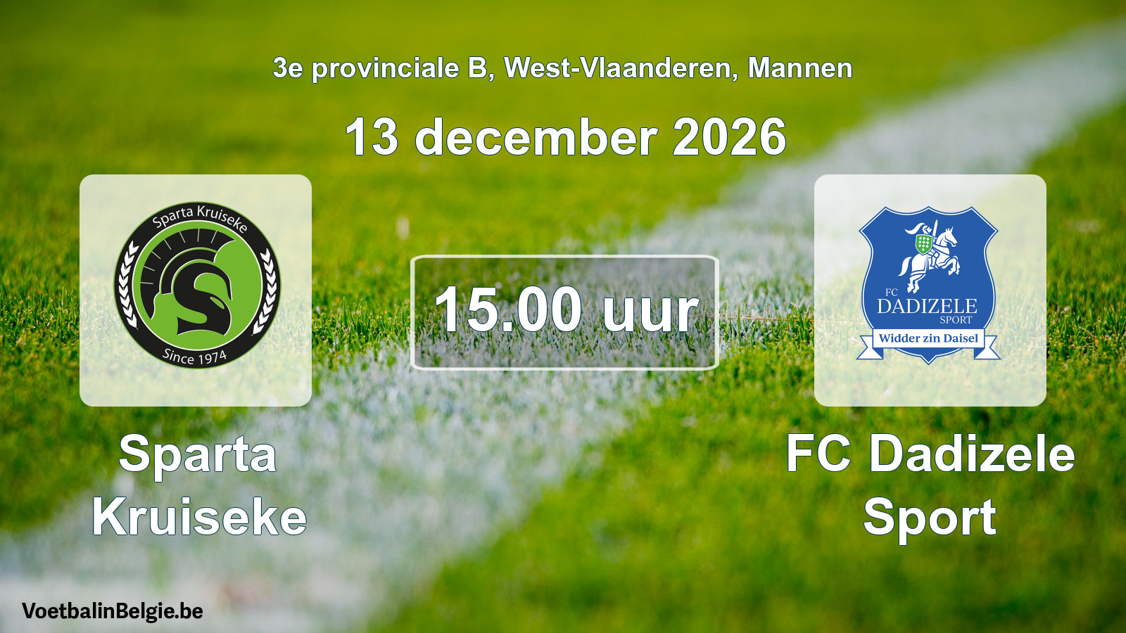 Geplande wedstrijd mannenvoetbal: Sparta Kruiseke - FC Dadizele Sport (13 december 2026)