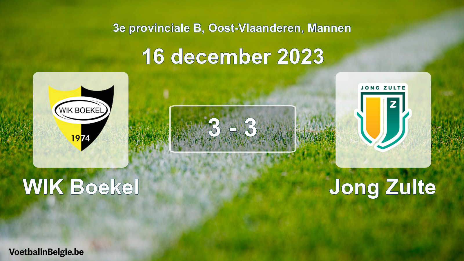 Gespeelde wedstrijd mannenvoetbal: WIK Boekel - Jong Zulte 3 - 3 (16 december 2023)