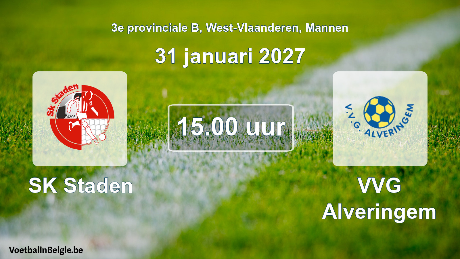 Geplande wedstrijd mannenvoetbal: SK Staden - VVG Alveringem (31 januari 2027)