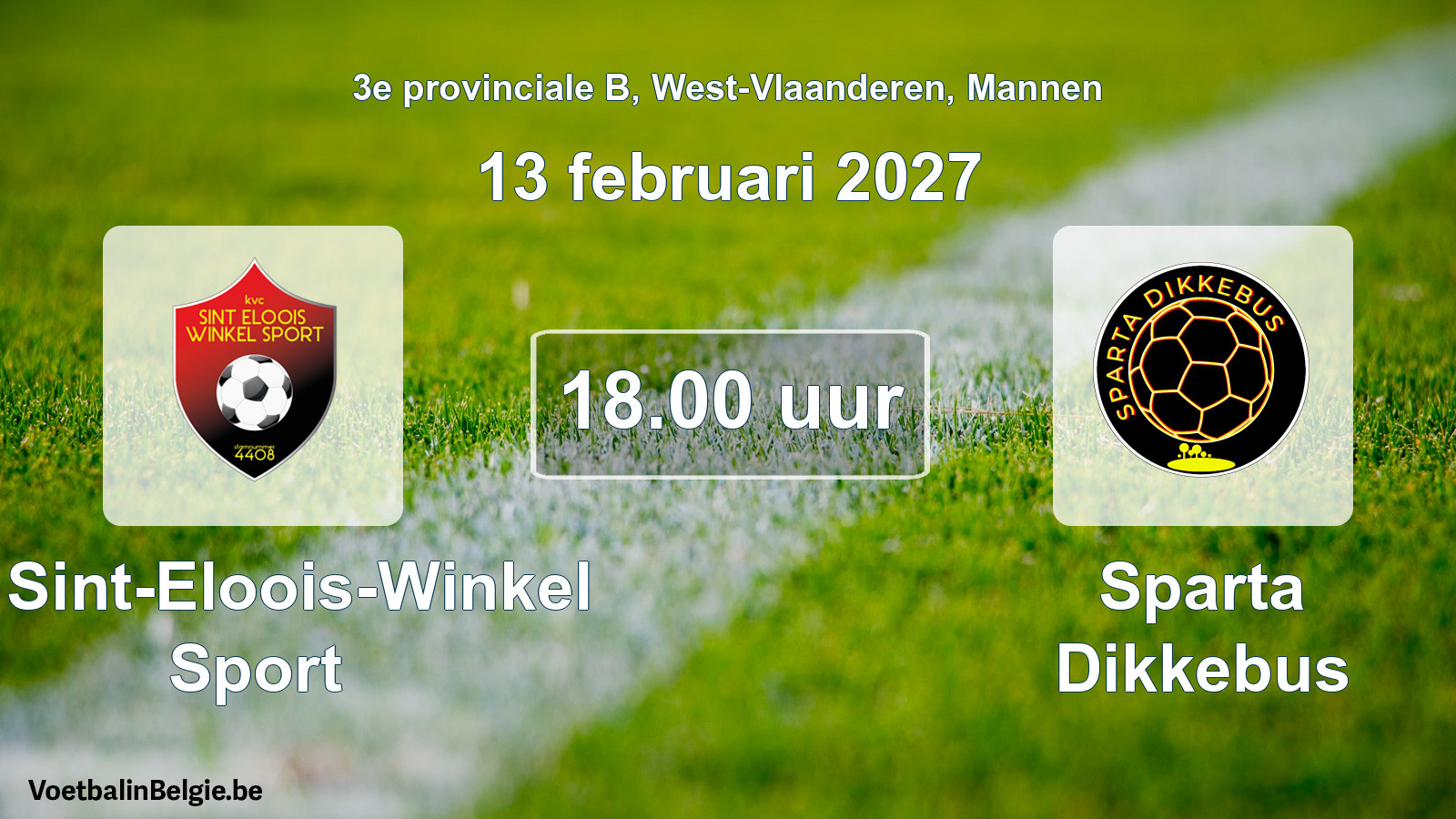 Geplande wedstrijd mannenvoetbal: K. Sint-Eloois-Winkel Sport - Sparta Dikkebus (13 februari 2027)