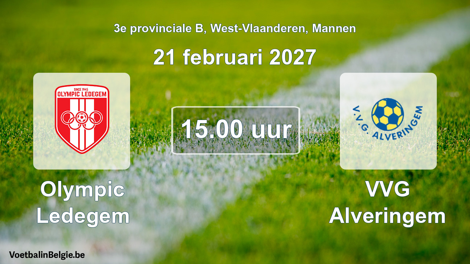 Geplande wedstrijd mannenvoetbal: Olympic Ledegem - VVG Alveringem (21 februari 2027)