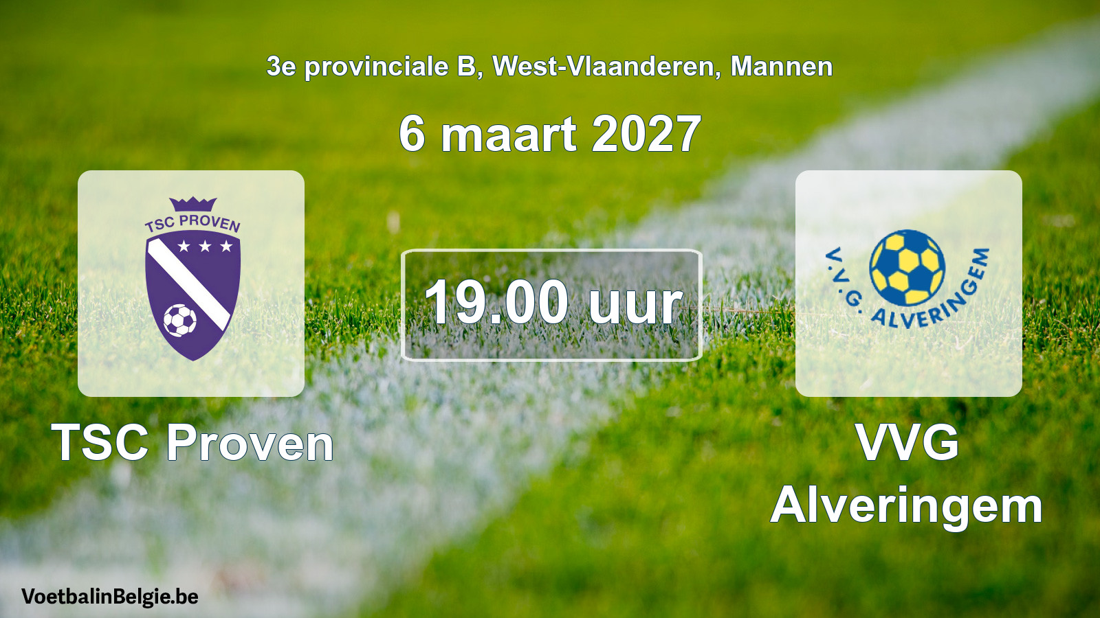 Geplande wedstrijd mannenvoetbal: TSC Proven - VVG Alveringem (6 maart 2027)