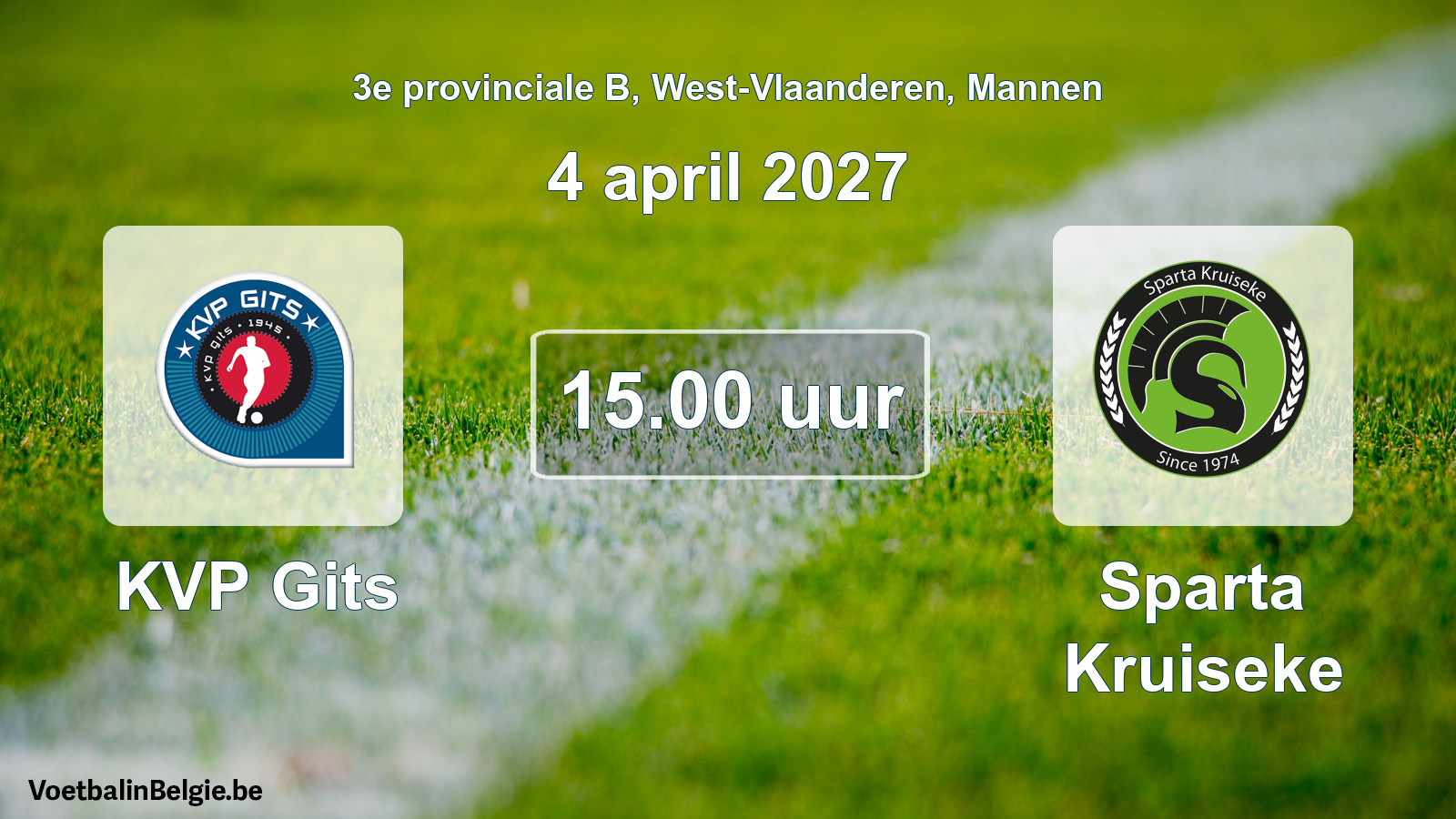Geplande wedstrijd mannenvoetbal: KVP Gits - Sparta Kruiseke (4 april 2027)