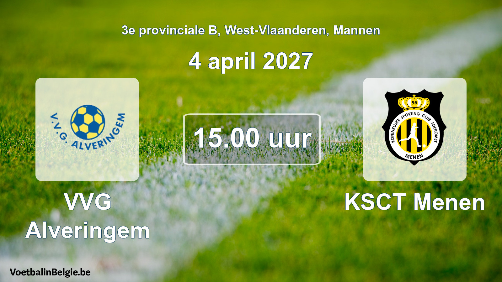 Geplande wedstrijd mannenvoetbal: VVG Alveringem - KSCT Menen (4 april 2027)