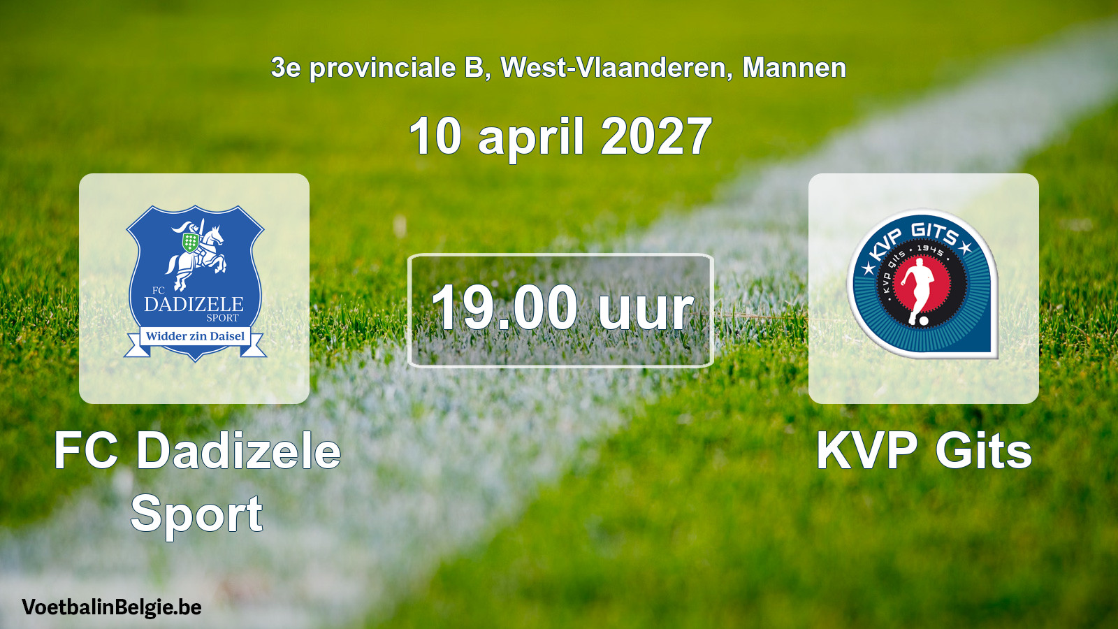 Geplande wedstrijd mannenvoetbal: FC Dadizele Sport - KVP Gits (10 april 2027)
