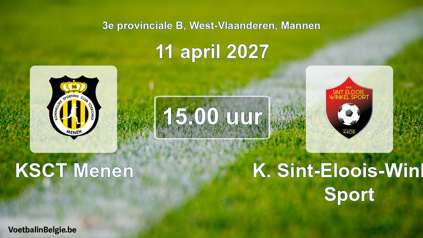Geplande wedstrijd mannenvoetbal: KSCT Menen - K. Sint-Eloois-Winkel Sport (11 april 2027)