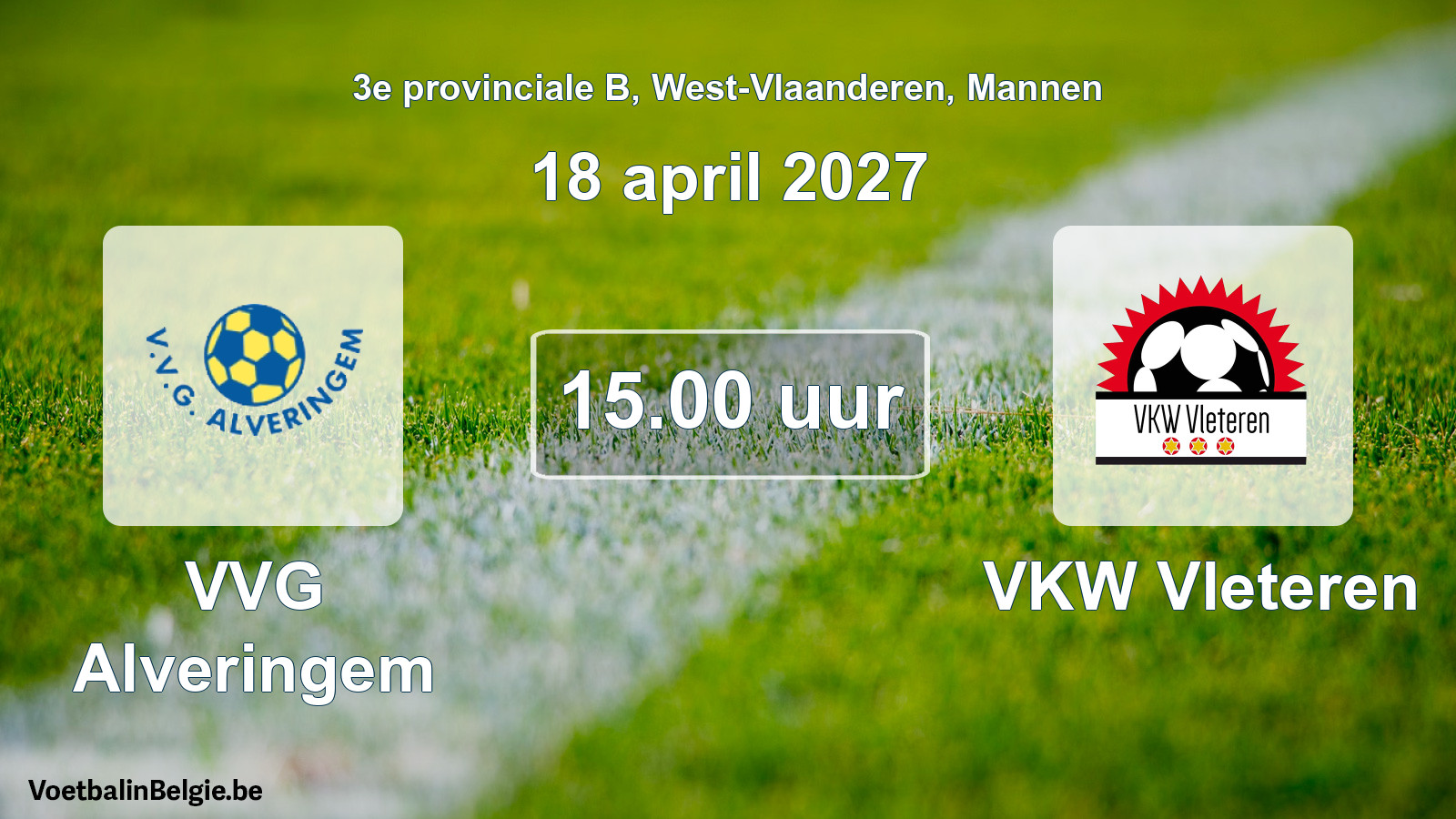 Geplande wedstrijd mannenvoetbal: VVG Alveringem - VKW Vleteren (18 april 2027)