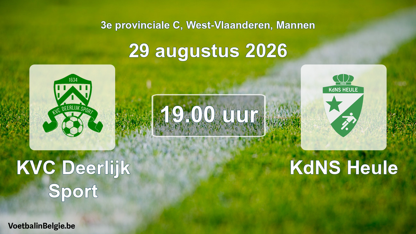 Geplande wedstrijd mannenvoetbal: KVC Deerlijk Sport - KdNS Heule (29 augustus 2026)