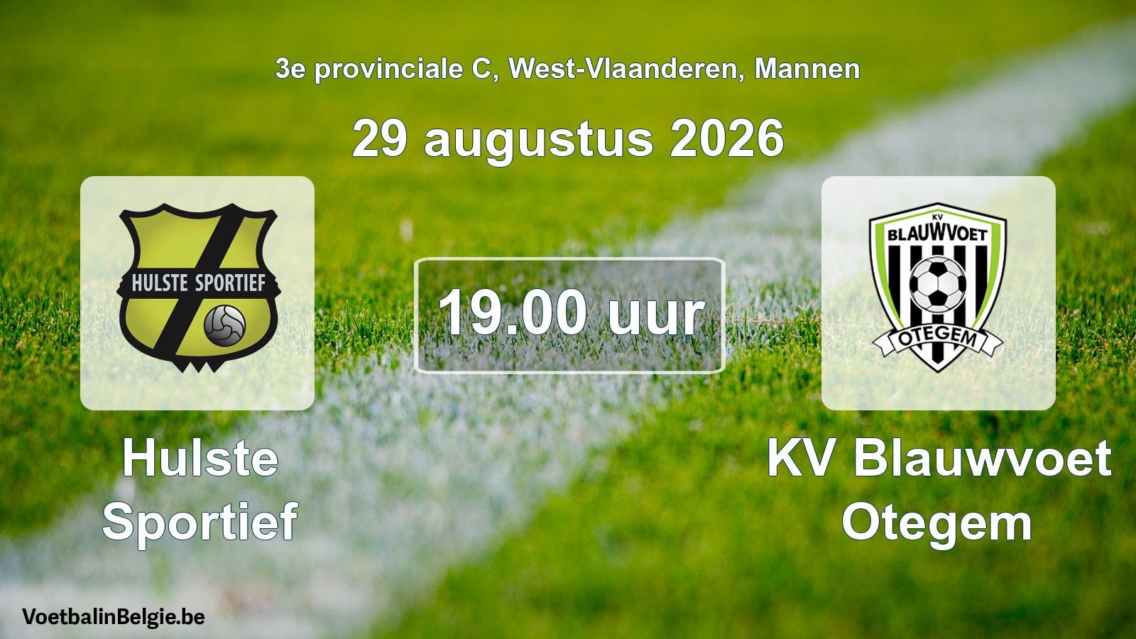 Geplande wedstrijd mannenvoetbal: Hulste Sportief - KV Blauwvoet Otegem (29 augustus 2026)