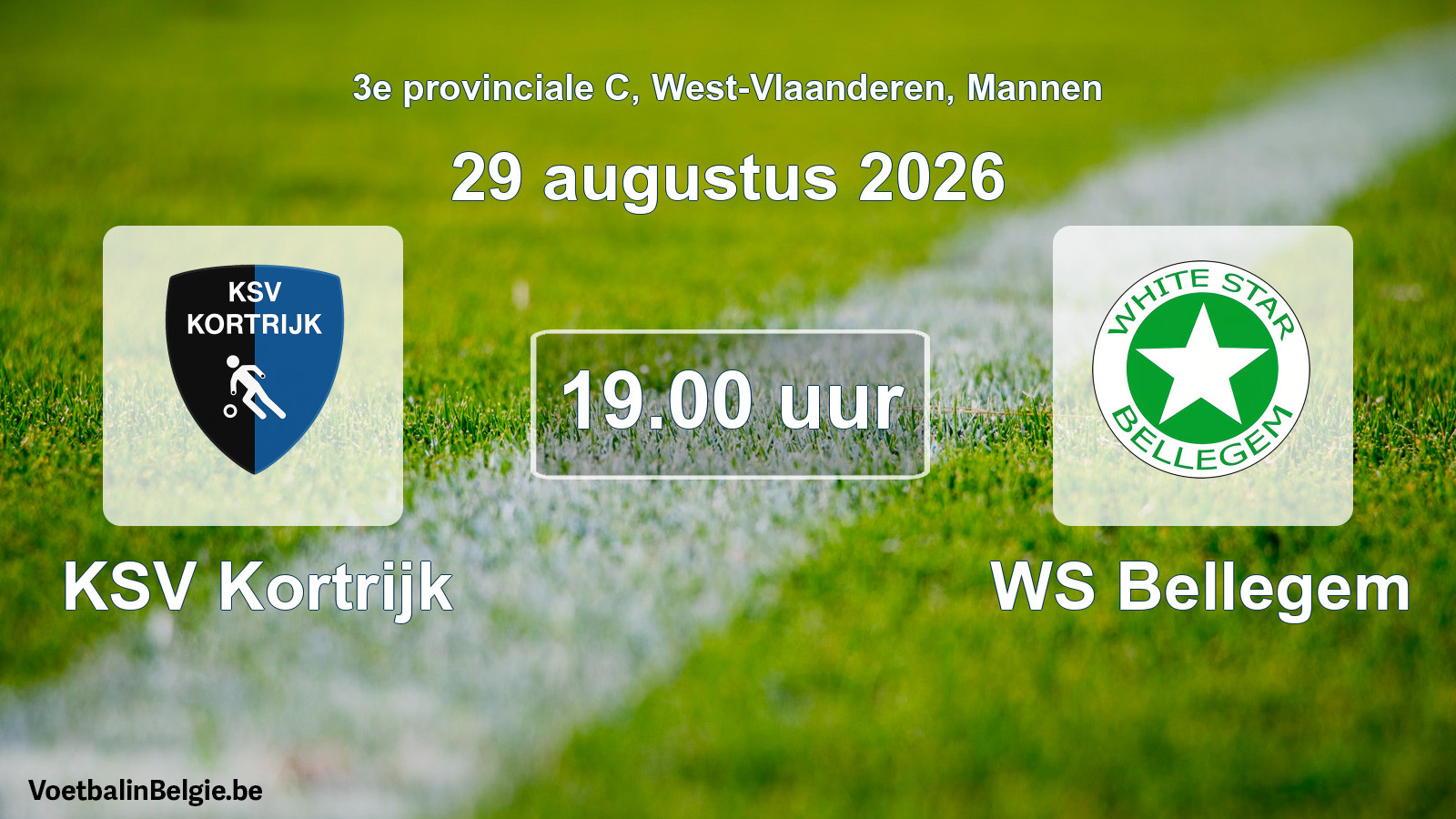 Geplande wedstrijd mannenvoetbal: KSV Kortrijk - WS Bellegem (29 augustus 2026)