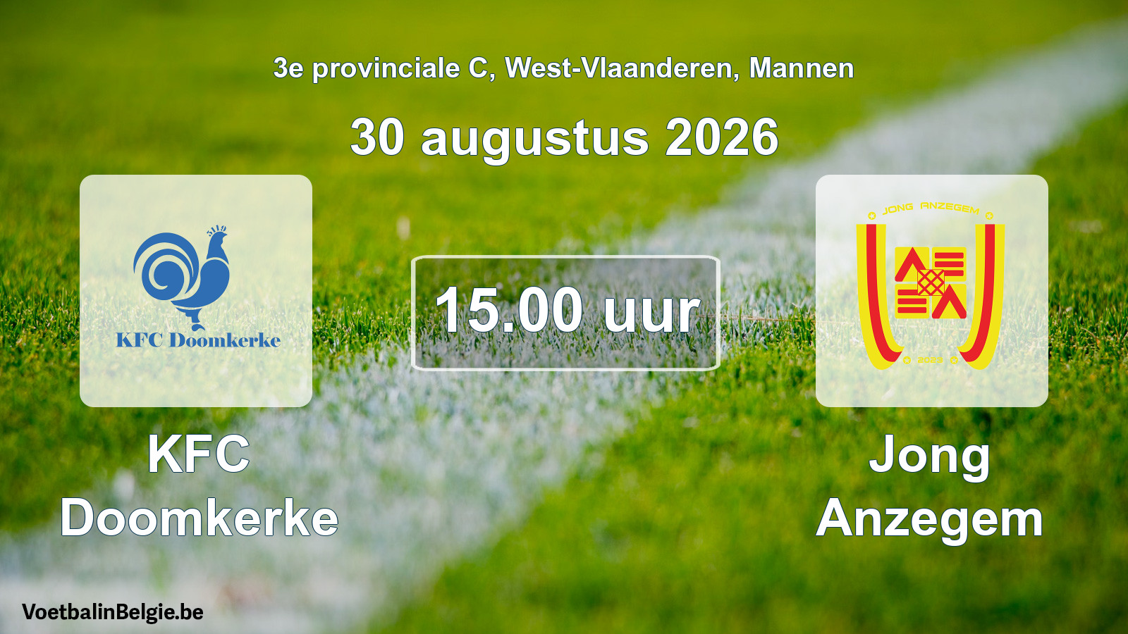 Geplande wedstrijd mannenvoetbal: KFC Doomkerke - Jong Anzegem (30 augustus 2026)