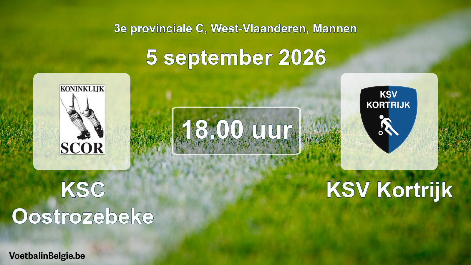 Geplande wedstrijd mannenvoetbal: KSC Oostrozebeke - KSV Kortrijk (5 september 2026)