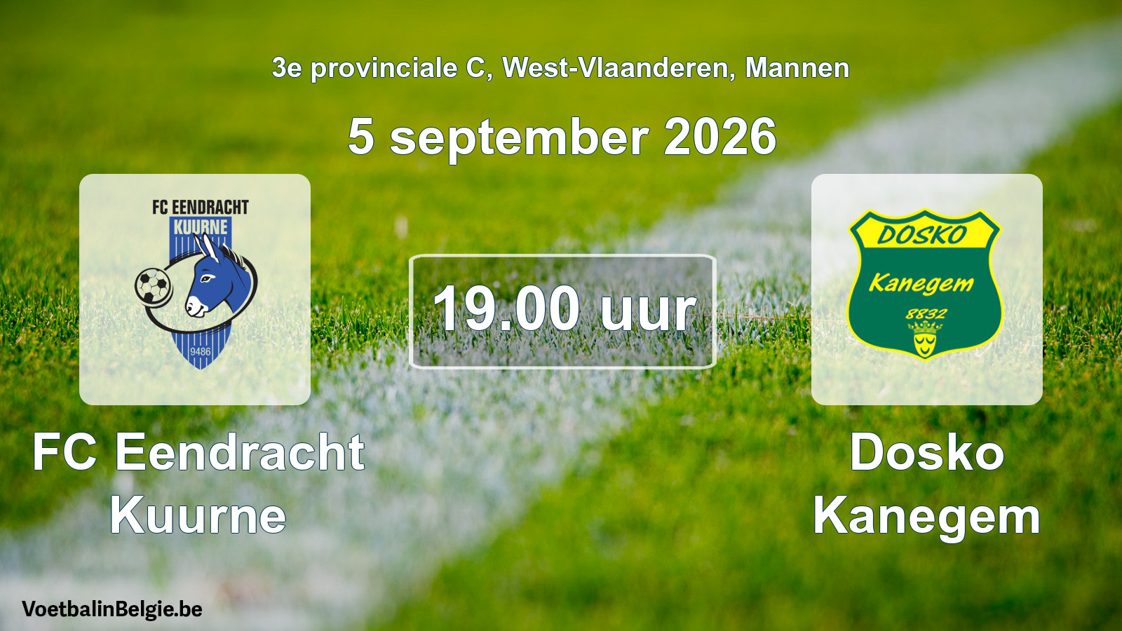 Geplande wedstrijd mannenvoetbal: FC Eendracht Kuurne - Dosko Kanegem (5 september 2026)