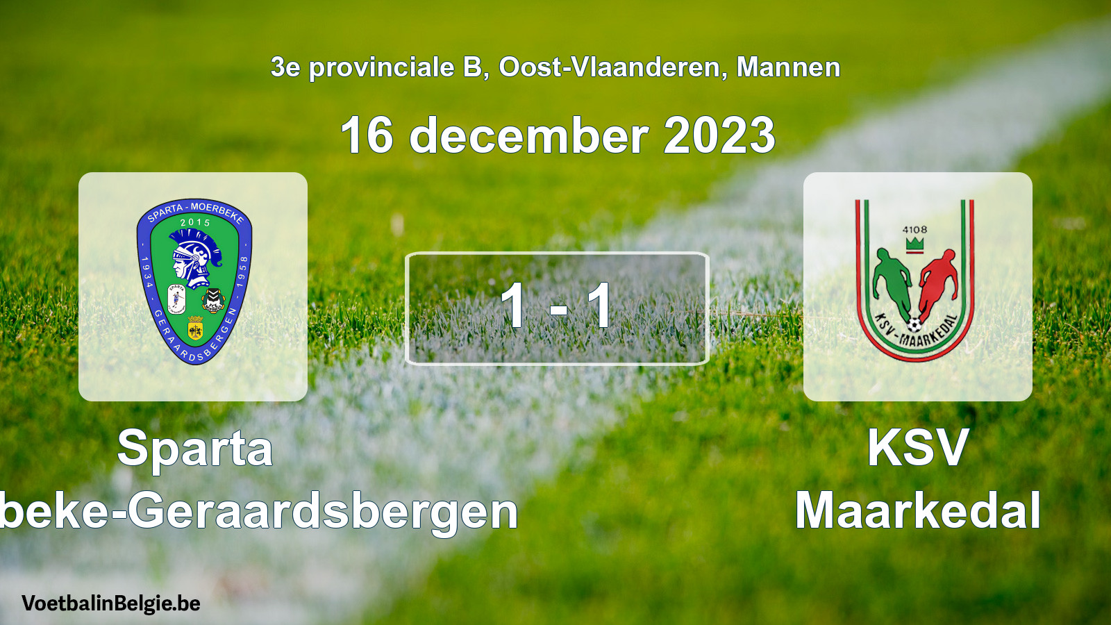 Gespeelde wedstrijd mannenvoetbal: Sparta Moerbeke-Geraardsbergen - KSV Maarkedal 1 - 1 (16 december 2023)