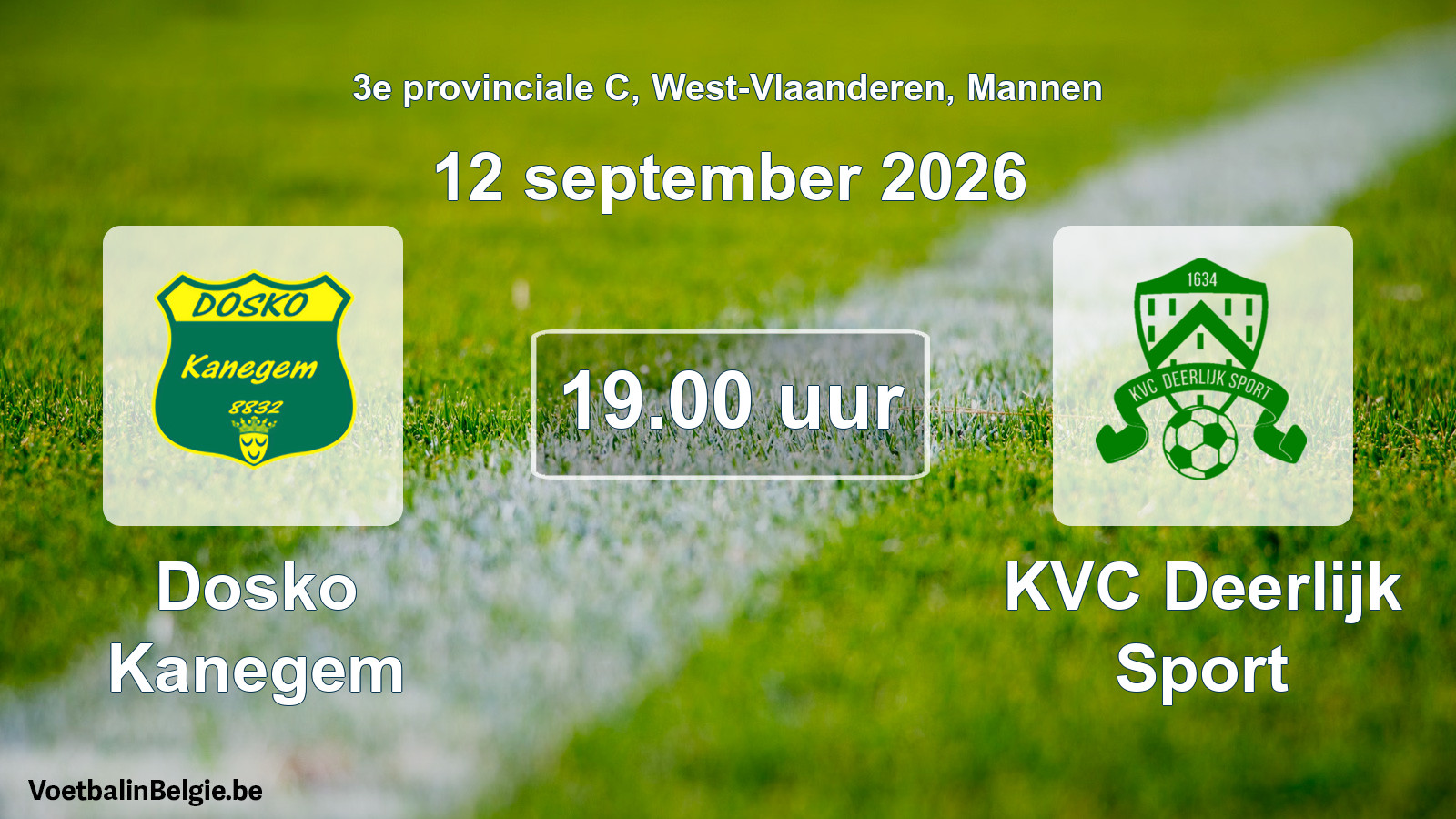 Geplande wedstrijd mannenvoetbal: Dosko Kanegem - KVC Deerlijk Sport (12 september 2026)