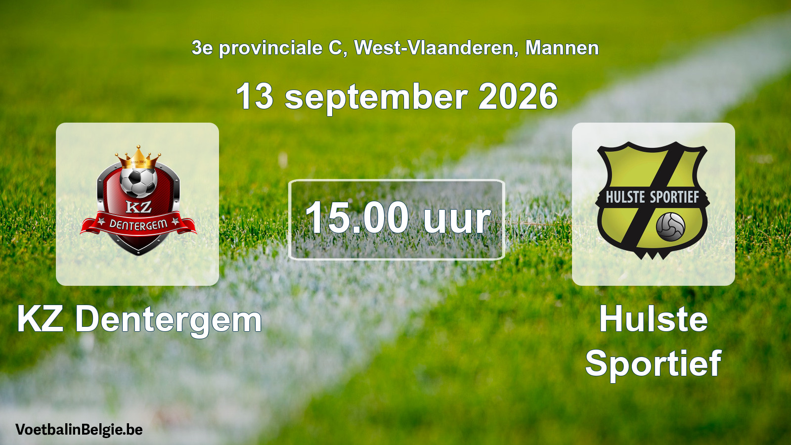 Geplande wedstrijd mannenvoetbal: KZ Dentergem - Hulste Sportief (13 september 2026)