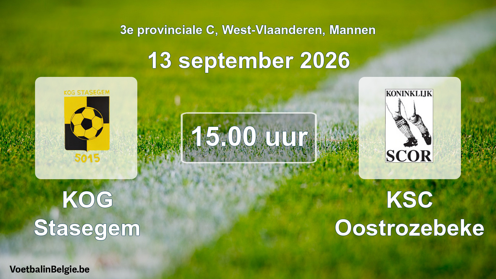Geplande wedstrijd mannenvoetbal: KOG Stasegem - KSC Oostrozebeke (13 september 2026)