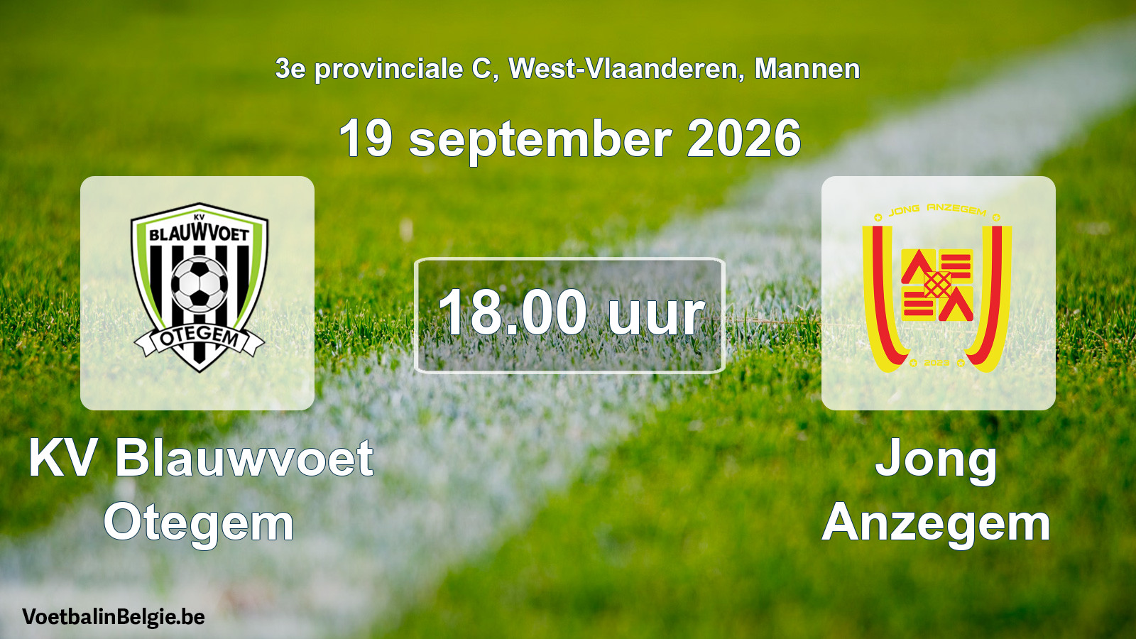 Geplande wedstrijd mannenvoetbal: KV Blauwvoet Otegem - Jong Anzegem (19 september 2026)