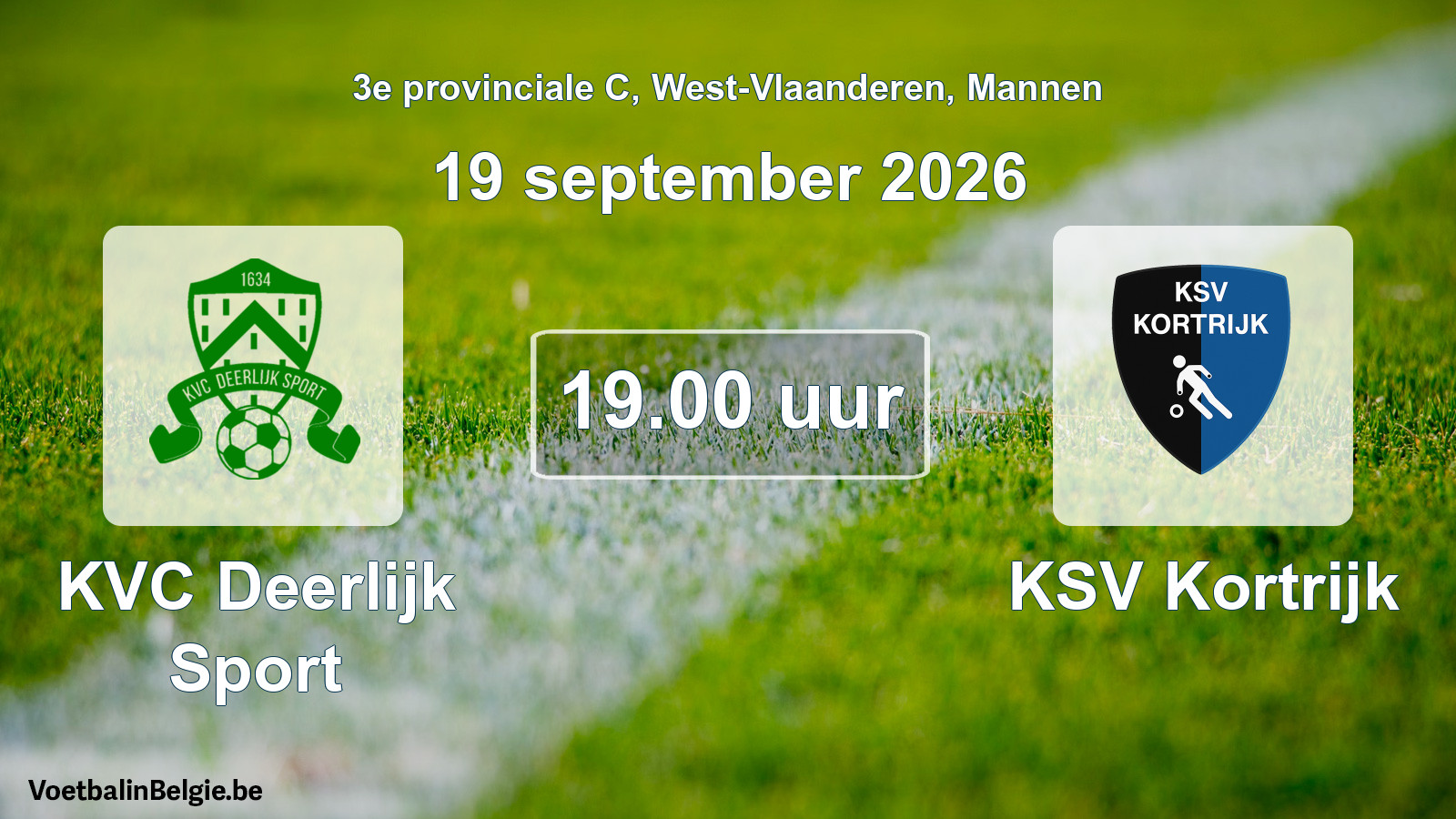 Geplande wedstrijd mannenvoetbal: KVC Deerlijk Sport - KSV Kortrijk (19 september 2026)