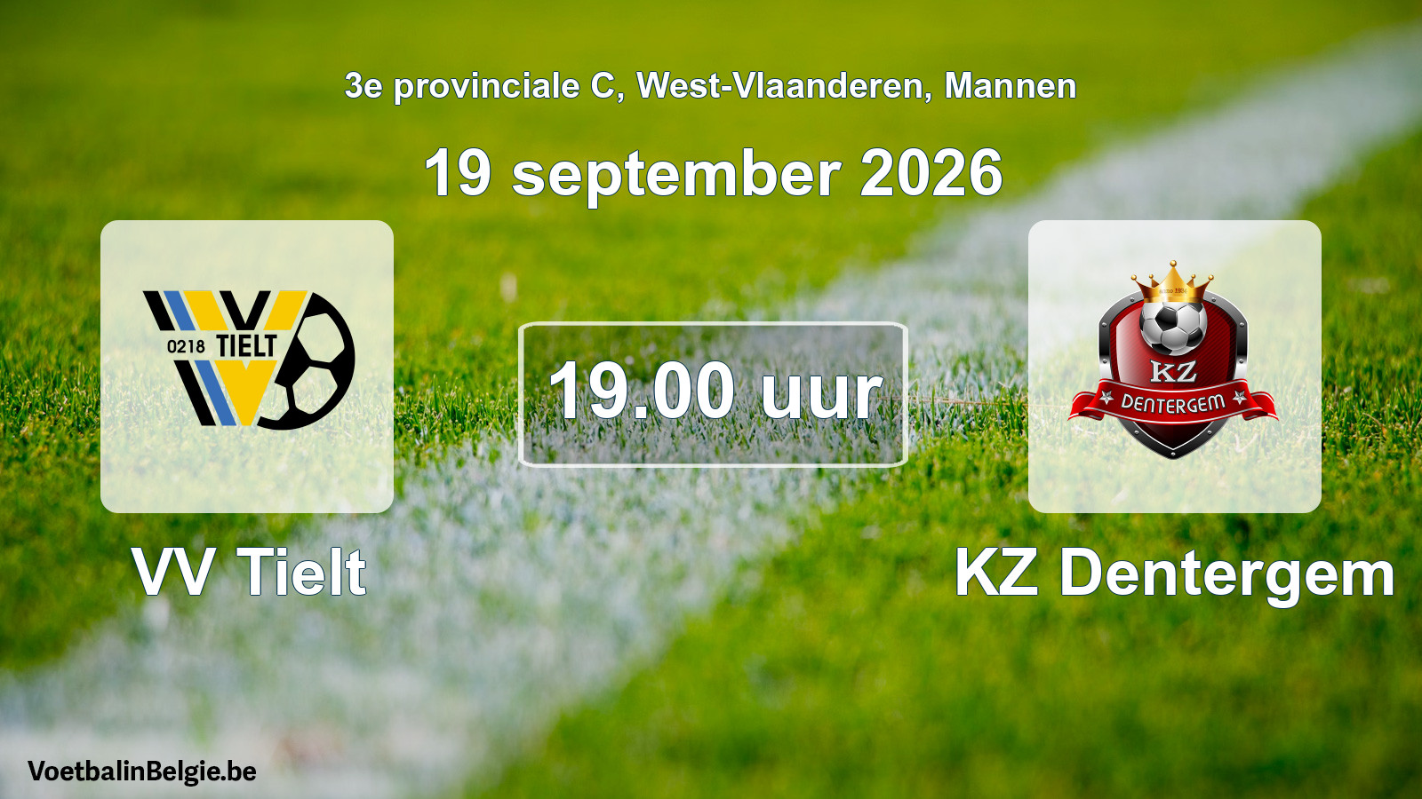 Geplande wedstrijd mannenvoetbal: VV Tielt - KZ Dentergem (19 september 2026)