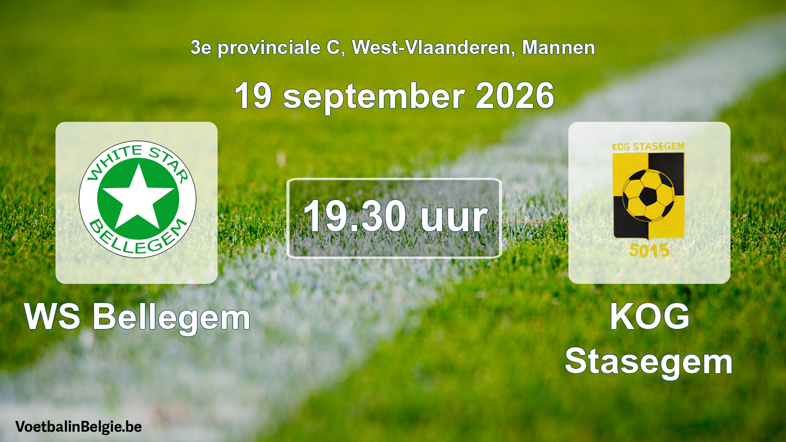 Geplande wedstrijd mannenvoetbal: WS Bellegem - KOG Stasegem (19 september 2026)