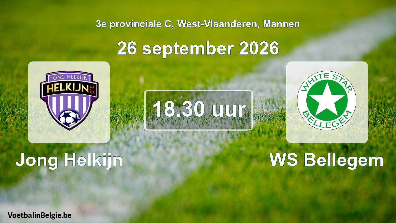Geplande wedstrijd mannenvoetbal: Jong Helkijn - WS Bellegem (26 september 2026)