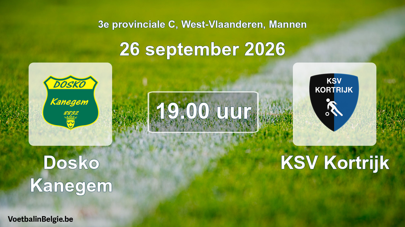Geplande wedstrijd mannenvoetbal: Dosko Kanegem - KSV Kortrijk (26 september 2026)