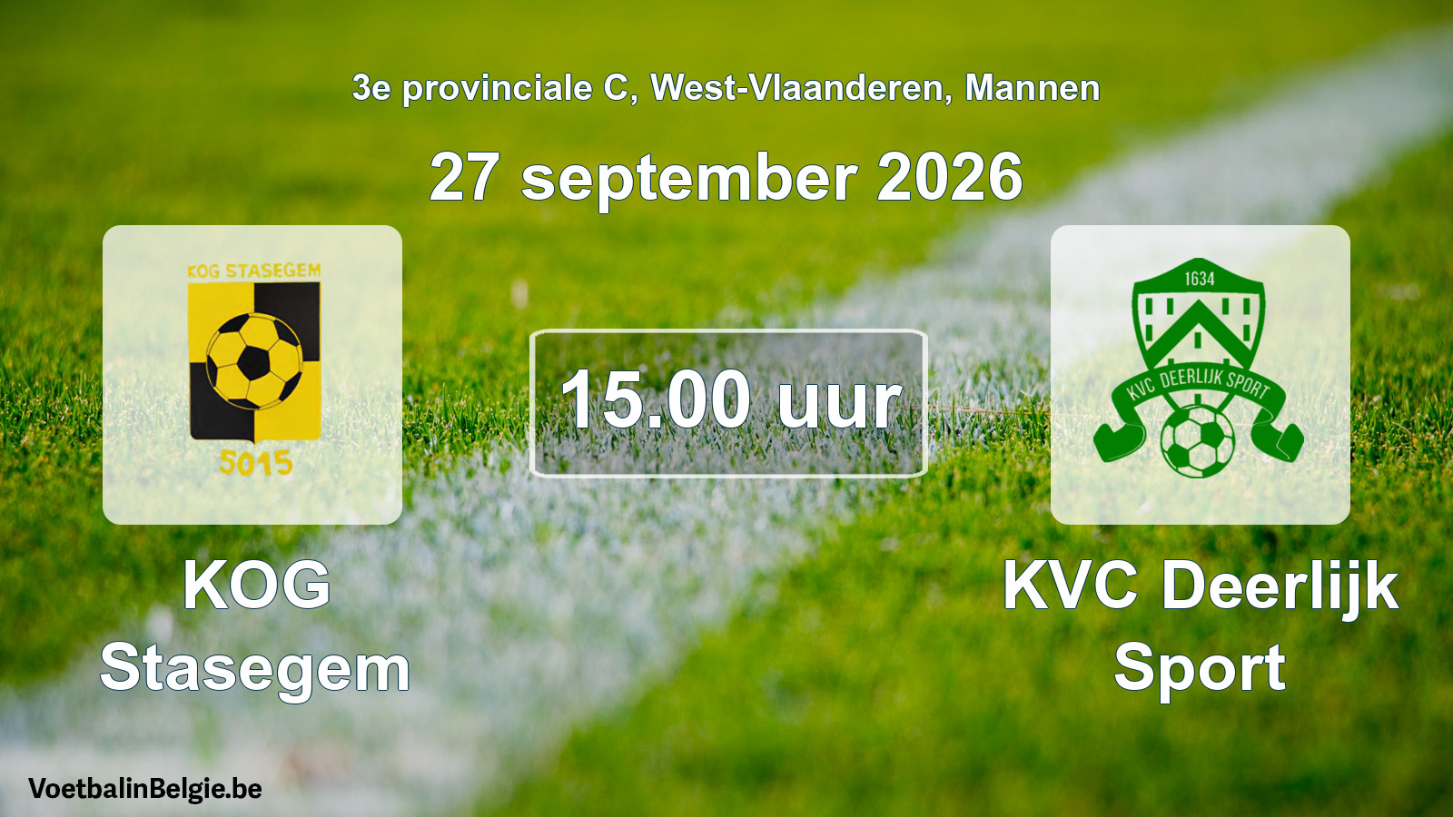 Geplande wedstrijd mannenvoetbal: KOG Stasegem - KVC Deerlijk Sport (27 september 2026)