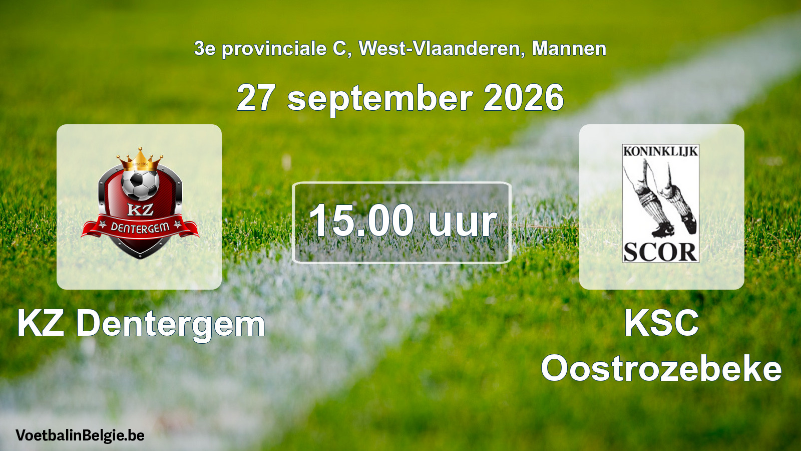 Geplande wedstrijd mannenvoetbal: KZ Dentergem - KSC Oostrozebeke (27 september 2026)