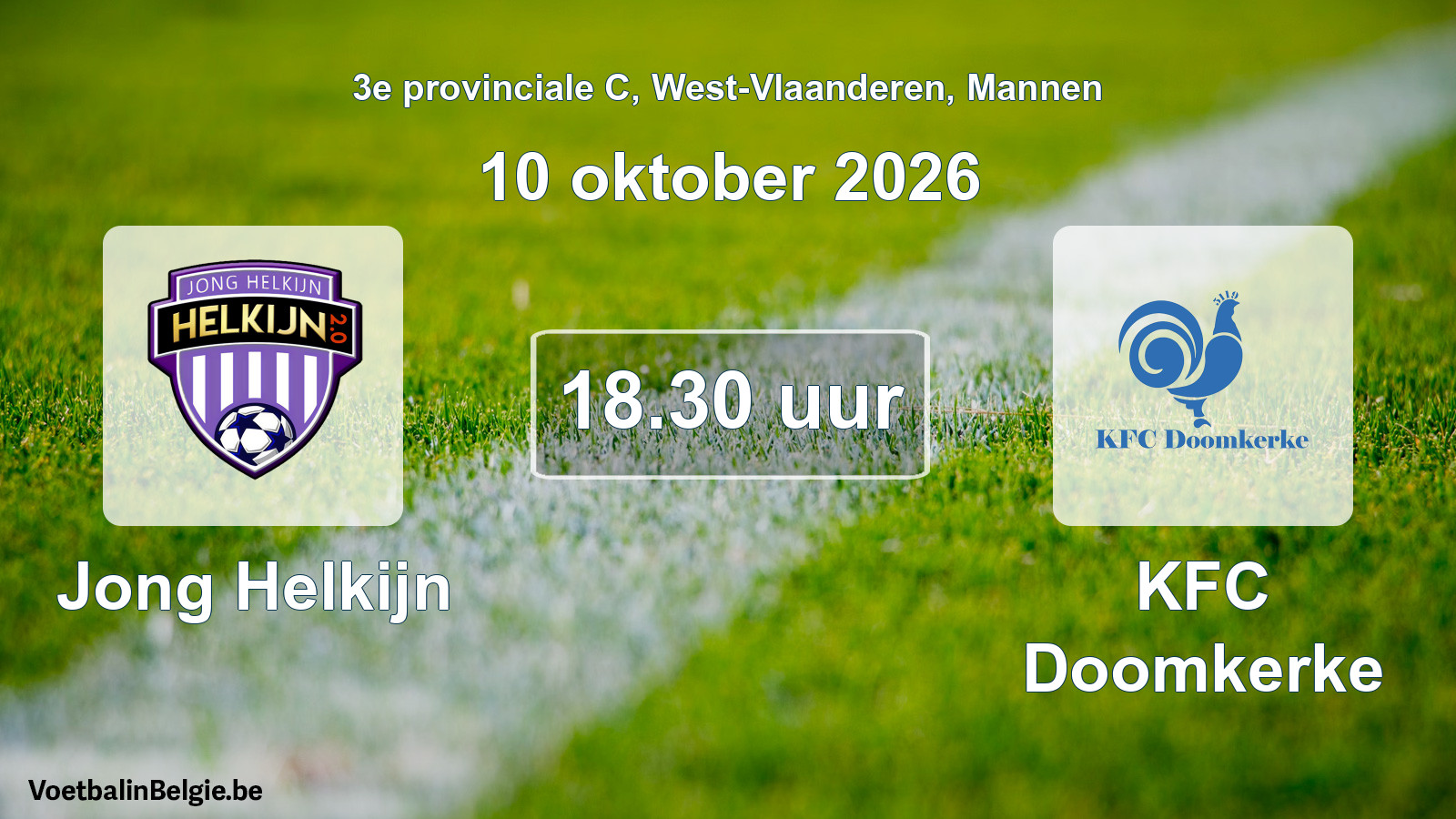 Geplande wedstrijd mannenvoetbal: Jong Helkijn - KFC Doomkerke (10 oktober 2026)