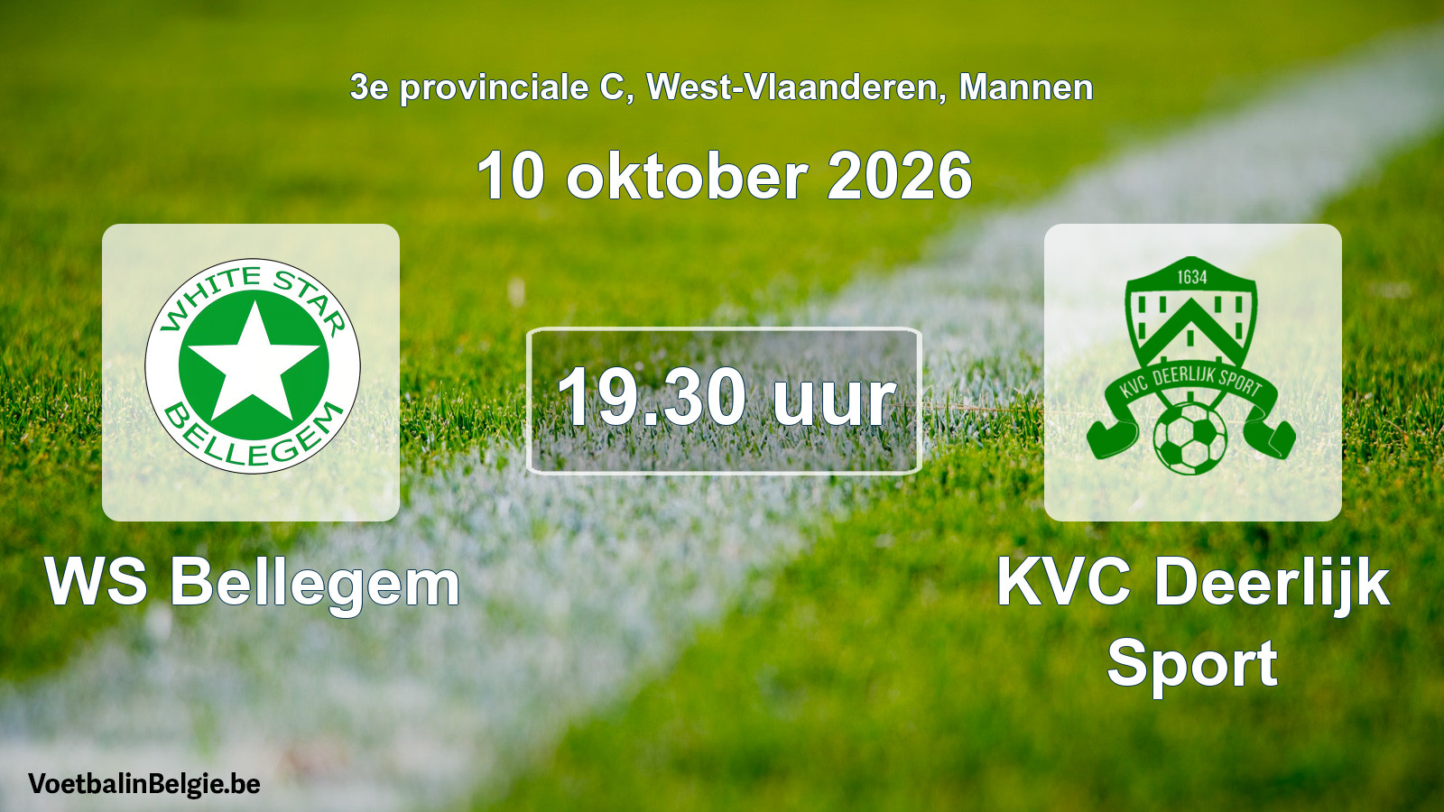 Geplande wedstrijd mannenvoetbal: WS Bellegem - KVC Deerlijk Sport (10 oktober 2026)